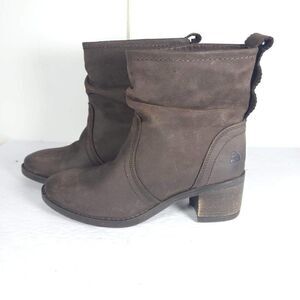 BULL BOXER Women's Sally US 7M Brown Leather Pull on Slouch Ankle Boots Booties